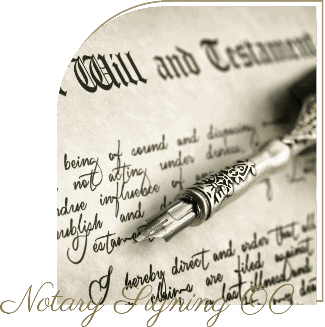 Fountain pen on last will document on a transparent background