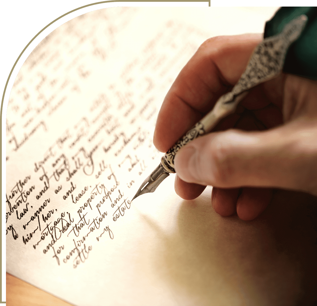 Handwriting with a fountain pen on paper of a person